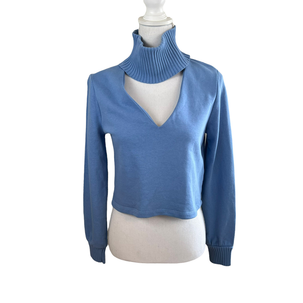 Zara Sweater Crop Length Turtleneck Open V-Neck Size Small NWOT